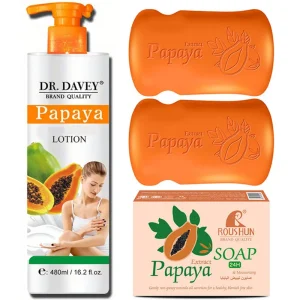 3PCS Papaya Body Lotion+Soap