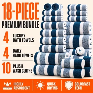 18pcs Luxury Bath Towels Set